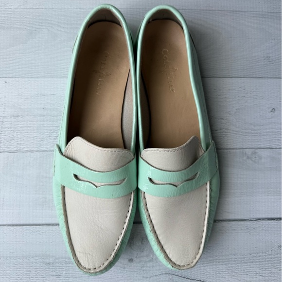 Cole Haan Mint Green and Cream Women's Loafers Size 7 - Picture 5 of 6